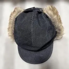 フライトキャップ 耳あて付き 黒