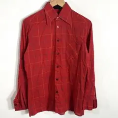 シャツ　長袖　赤チェック　90s vintage ユーロ古着　レトロ　総柄