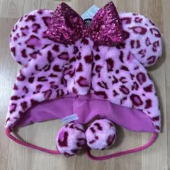 ディズニー　ヒョウ柄　ファンキャップ　ピンク