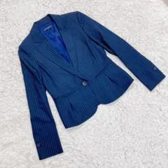 〈 ロートレアモン 〉紺色 ストライプ スーツ ジャケット レディース M