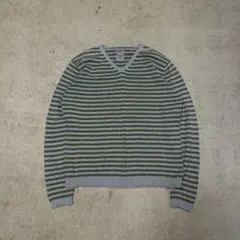 00s archive grunge border V-neck knit