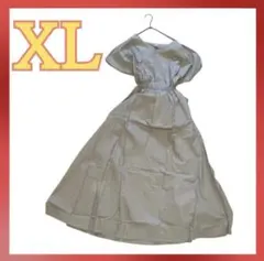 着回し抜群❣️ワンピース XL グレー 半袖 無地 リボン カジュアル 夏 楽ちん