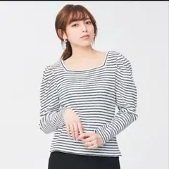 상태좋음 GU リブ2wayボリュームスリーブT ボーダー XL 大きめ