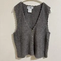 WHITE STAG かぎ編み ニット ベスト【M】グレーナチュラル 春コーデ
