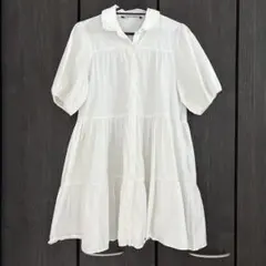 ZARA ティアードミニワンピース　ホワイト