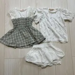 子供用フリルドレス・Tシャツ・スカート3点セットしまむらrisamamaコラボ