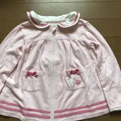 クーラクール薄手ウサギ刺繍付きピンクパーカー100