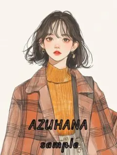 6026 チェックコートの少女 人物ステッカー コラージュ素材