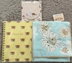 PAUL & JOE 猫柄ノートと花柄タオルと付箋のセット