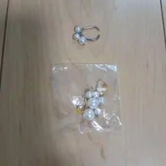パール　イヤーカフ　パールホワイト フックタイプピアス 2個セット
