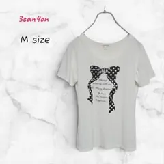 半袖Tシャツ ホワイト【フェミニン】M リボンプリント サンカンシオンのサムネイル