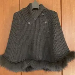 FRAGILE ファーポンチョ　ブラックM