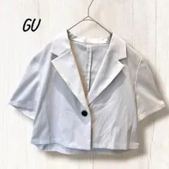 〈夏物セール〉 GU 半袖ジャケット ショート丈　オフホワイト Mサイズ