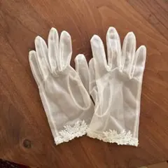 ウェディンググローブ アイボリー レース装飾