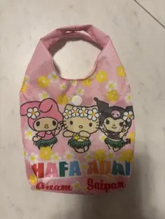 ハローキティ、マイメロ、クロミ　グアム　 エコバッグ ピンク