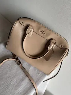 【美品】Coach ベージュ レザー ボストンバッグ