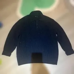 GAPネイビー リブ編み オーバーサイズポロセーター