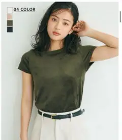【新品・未使用】ベースメント ベロア半袖Tシャツ　カーキ　24SS