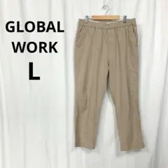 グローバルワーク▶テーパードパンツ ベージュ ウエストゴム L リネン混のサムネイル