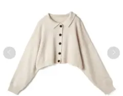 GRL クロップド　an1058 襟付きニットショートカーディガン　グレイル