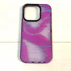 aespa パープル ソフトケース iPhone15pro用 蛇 パイソン