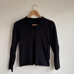 GRL グレイル　ニット　リブ編みセーター　ブラックL 骨格ストレート