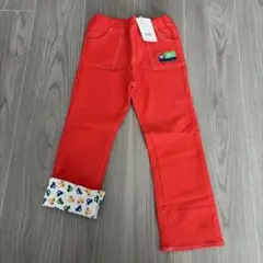 【新品未使用】ミキハウス 赤色 車刺繍付き 長ズボン 110サイズ