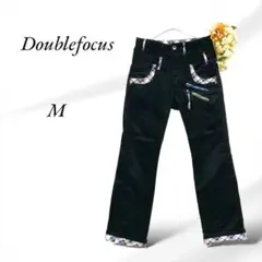 A059.ダブルフォーカス/カジュアルパンツ【M】ブラック/オシャレ裏地チラ見せ