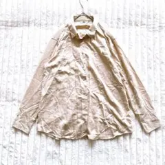 UNIQLO ユニクロ　長袖シャツ ブラウス　XL 薄いオレンジ系　ストライプ柄のサムネイル