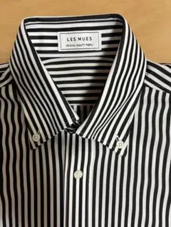 【美品】アオキ LES MUES ブラックストライプシャツ 半袖