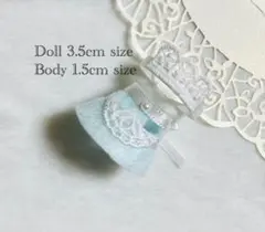 【552】ミニチュアドール服 メイド服 赤ちゃん ハンドメイド 水色 リボン