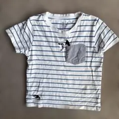 ストライプ柄ペンギン刺繍Tシャツ 120cm グラニフ