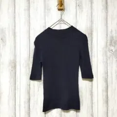 ユニクロ (S)　エクストラファインメリノリブモックネックセーター　5分袖