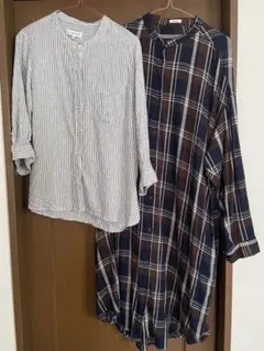 しまむらストライプ＆チェック柄シャツセット