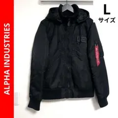 ALPHA INDUSTRIES ✨️ フーデッドリブジャケット L ブラックのサムネイル