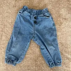 デニムパンツ ウエストゴム ボタン付き