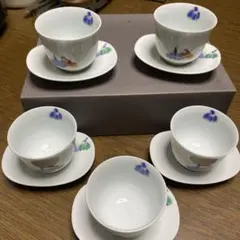 煎茶湯呑み、茶托セット　五客揃い