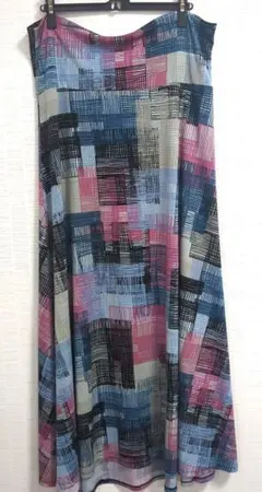 希少 XL LuLaRoe ルラロー ロングスカート 総柄 マルチカラー 幾何学