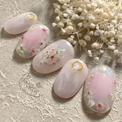 MOROSY144☆押し花 春 ブライダル ネイルチップ  ピンク チーク