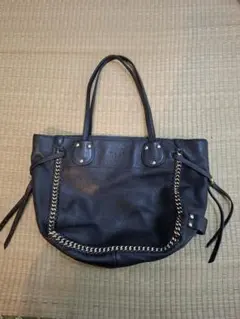 COACH　レザー トートバッグ チェーン装飾 ブラックのサムネイル