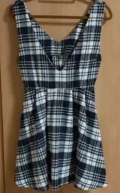 エムズエキサイト　ワンピース　チュニック　白黒　チェック　フリーサイズ