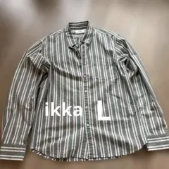 ikka 長袖シャツ ストライプ　グリーン　春