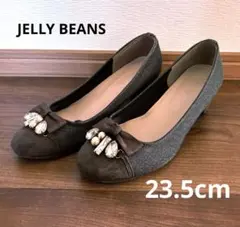 JELLY BEANS パンプス　ビジューリボン付き グレー　23.5cmのサムネイル