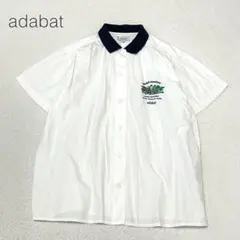 【アダバット】ニットカラーブラウス 半袖 刺繍 綿100 日本製 カジュアル 白のサムネイル