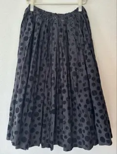 SA-RAH（サラ） ドット柄ロングスカート／フレア／ウエスト調整可／ブラック系