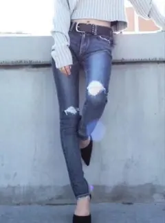 GYDA/ジェイダ ダメージ デニム スキニーパンツ XSのサムネイル