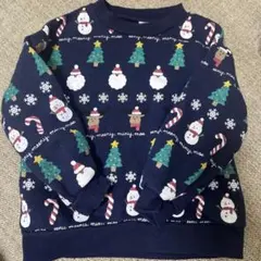 クリスマス柄 長袖トレーナー ネイビー