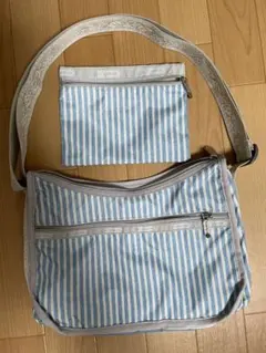 キョン様専用　レスポートサック　クラシックホーボー　水色　ストライプ　未使用品