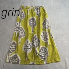 grin グリン　リーフ柄 ロングフレアスカート ウエストゴム　コットン　日本製のサムネイル