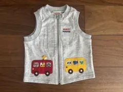 ミキハウス ベビーベスト グレー 動物刺繍　90cm